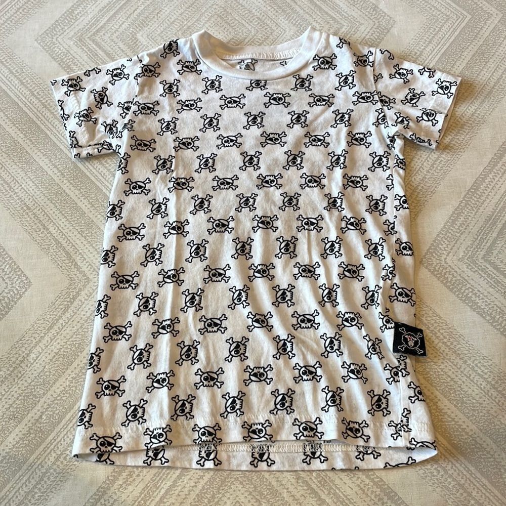 nununu Boys White & Black Skull T-Shirt